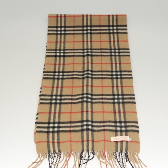 Burberrys Nova Check Scarf Cashmere Beige Auth - Picture 1 of 11